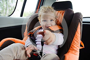 Baby in car seat photo