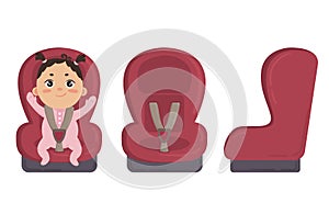 Baby in car seat. Side and front of safety chair