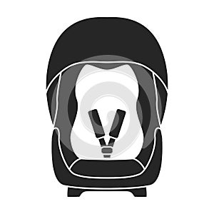 Baby car seat vector black icon. Vector illustration safety chair on white background. Isolated black illustration icon