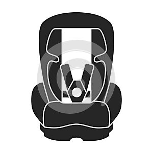 Baby car seat vector black icon. Vector illustration safety chair on white background. Isolated black illustration icon