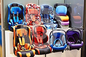 Baby car seats in store photo