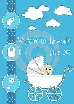New baby greeting card. Baby boy
