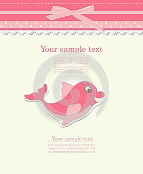 Baby card with dolphin toy vector