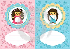 Baby cards with hedgehogs