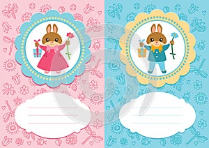 Baby cards with rabbits