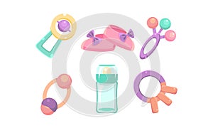 Baby care icons set, nursery accessories, baby shower and newborn concept vector Illustration