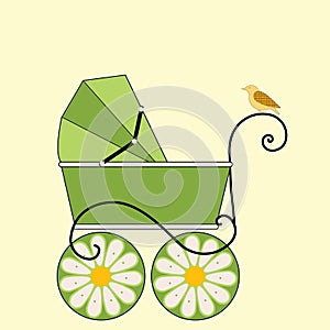 Baby Carriage and bird