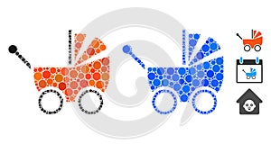 Baby Carriage Composition Icon of Spheric Items