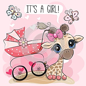 Baby carriage and Cute Giraffe