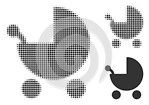 Baby Carriage Halftone Dotted Icon