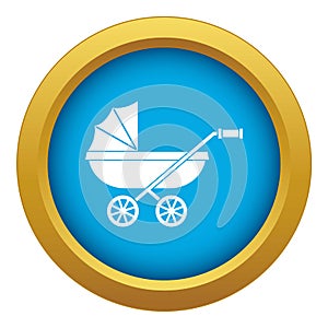 Baby carriage icon blue vector isolated