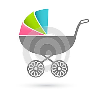 Baby carriage - pram icon isolated on white