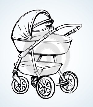 Baby carriage. Vector drawing icon