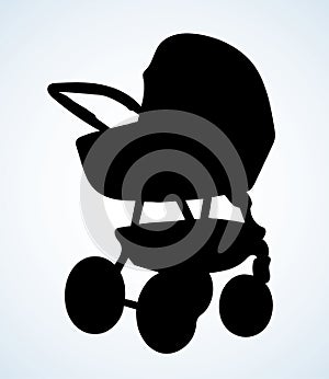 Baby carriage. Vector drawing icon