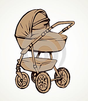 Baby carriage. Vector drawing icon