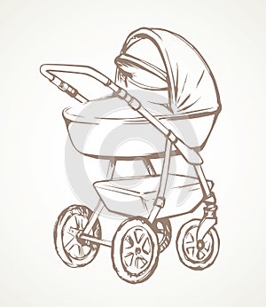 Baby carriage. Vector drawing icon