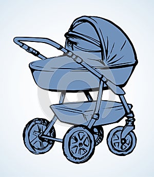 Baby carriage. Vector drawing icon