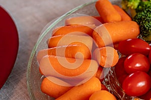 Baby Carrots in a Veggie Snack Tray