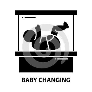 baby changing icon, black vector sign with editable strokes, concept illustration