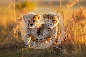 Baby Cheetahs stay together,Generative Ai