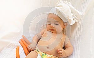 Baby chef cook white background
