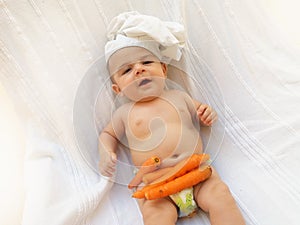 Baby chef cook white background