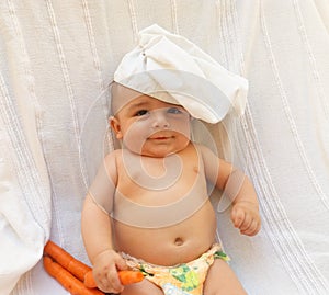Baby chef cook white background