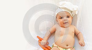 Baby chef cook white background