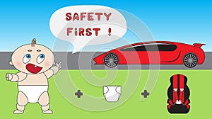 Baby child car safety concept