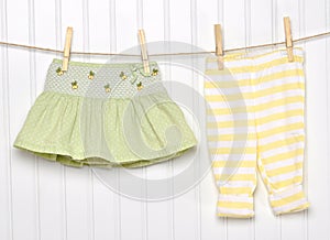 Baby Child Clothing on a Clothesline.