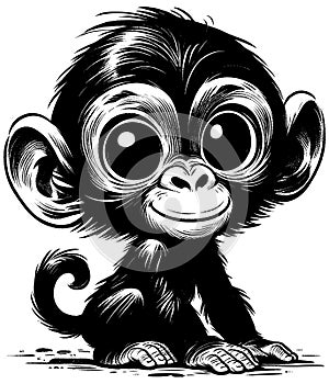 Baby Chimpanzee Linocut