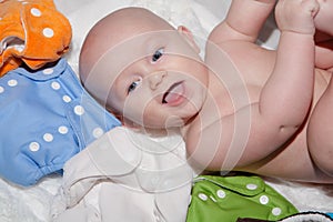 Baby with Cloth Diapers photo