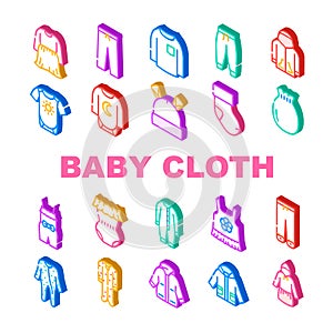 baby cloth infant newborn child icons set vector