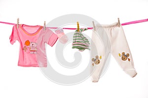 Baby clothes on a clothesline