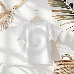 Baby clothes mockup with Hawaiian party background