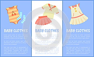 Baby Clothes Set of Posters Vector Illustration