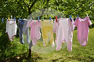 Baby clothes on the washing line