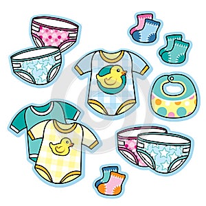 Baby clothing and accessories onesies diapers bib socks