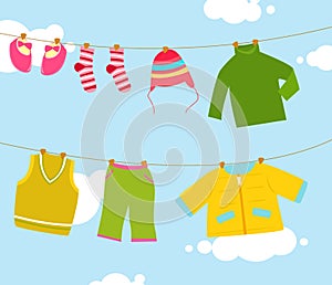 Baby clothing on clothespin