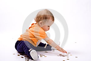 Baby and coins