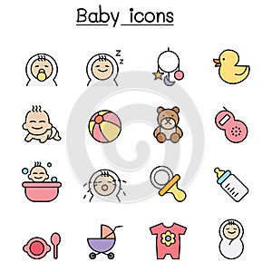 Baby color line icon set vector illustration graphic design