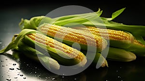 baby corn with dew-kissed