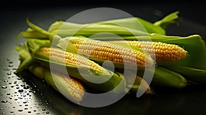 baby corn with dew-kissed