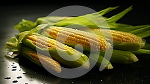 baby corn with dew-kissed