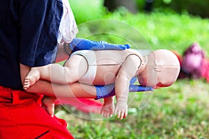 Baby CPR first aid training for choking