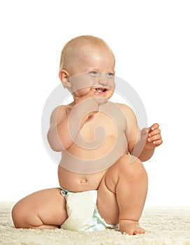 Baby crawling in nappy