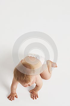 Baby Crawling On White Background