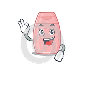 Baby cream mascot design style showing Okay gesture finger