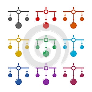 Baby crib hanging toys icon isolated on white background. Set icons colorful