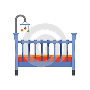 Baby crib icon, flat style photo